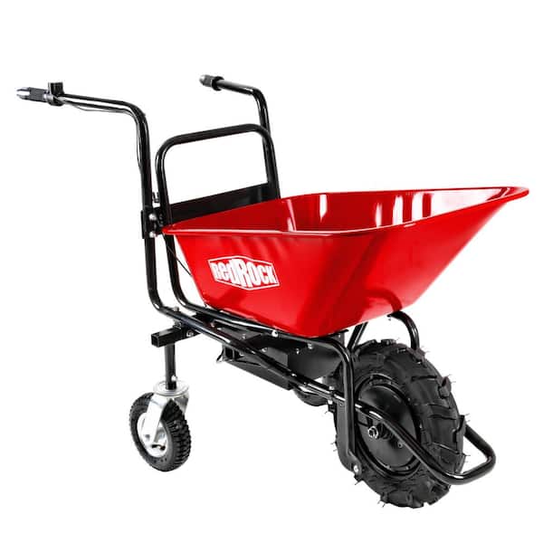 2.6 cu. ft. Powered Steel Bucket Wheelbarrow with Charger, 16 in. Pneumatic Wheel and 2-Universal Wheels
