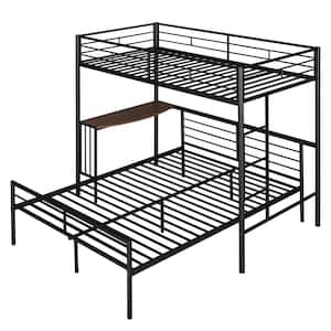 URTR Twin-Over-Twin Metal Bunk Bed With Trundle, Twin Trundle Bed Frame ...