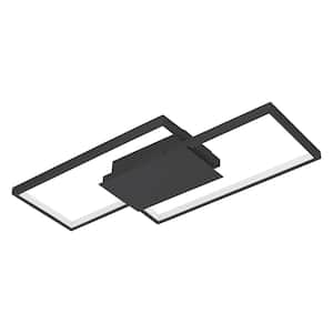 Milanius 20.5 in. W x 1.97 in. H Matte Black Integrated LED Flush Mount with White Acrylic Diffuser