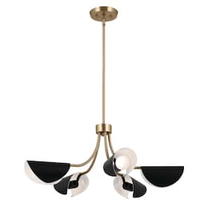 Arcus 29.25 in. 5-Light Champagne Bronze and Black Modern Shaded Convertible Chandelier for Dining Room