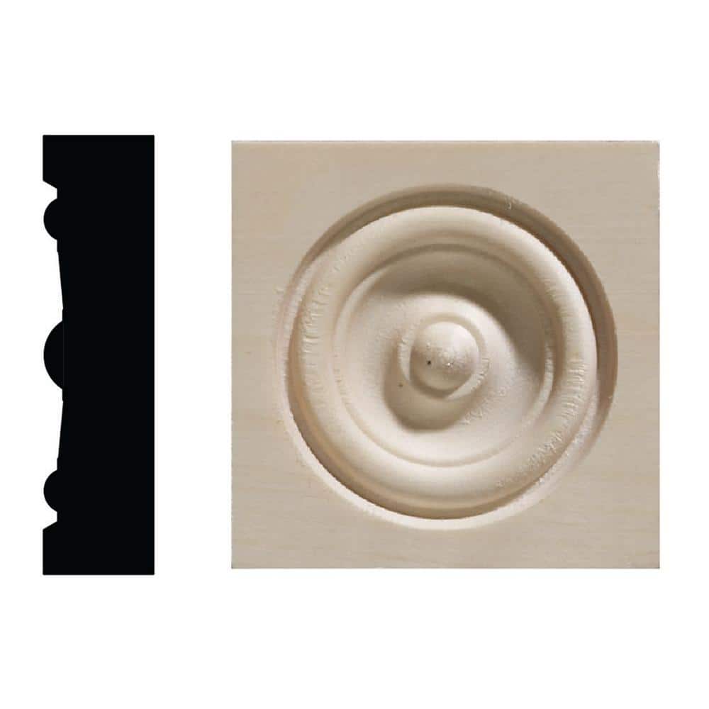 Unfinished Wood Rosette Block for Door and Window Trim