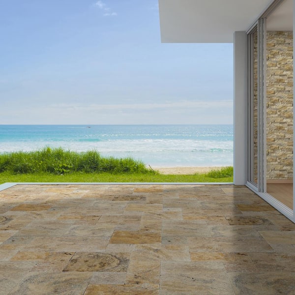 Tuscany Scabas 10-Piece Tumbled Travertine Paver Tile Kit (480 Sq. ft./pallet)