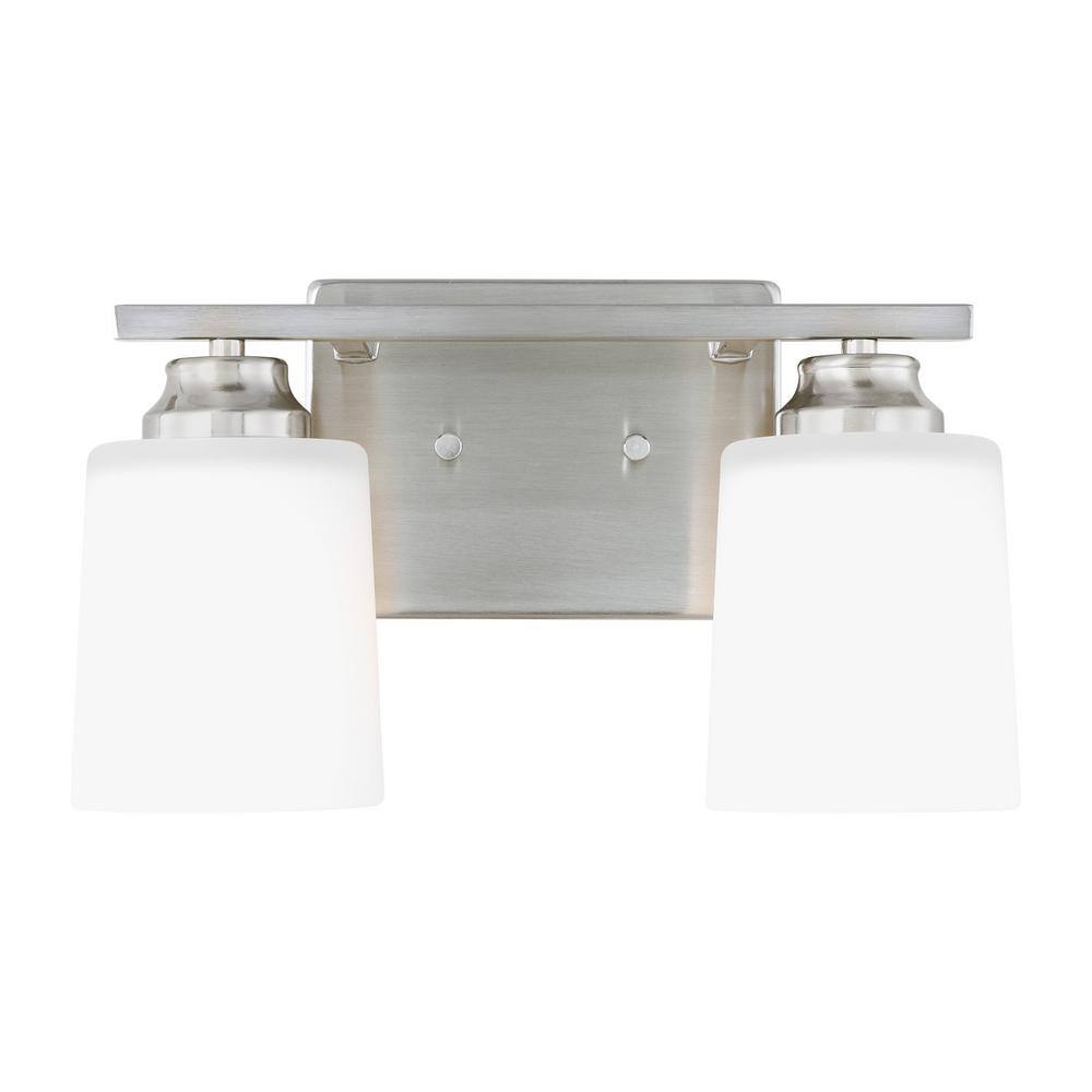 Vinton 13.125 in. 2-Light Brushed Nickel Bathroom Vanity Light with Etched White Glass Shades price history on PriceWatchPro