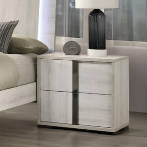 Ramensy Washed White 2-Drawer 23 in. W Nightstand