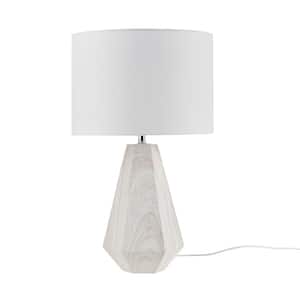 Flinn 23 in. Natural Whitewash Resin Table Lamp with Faux Wood Texture