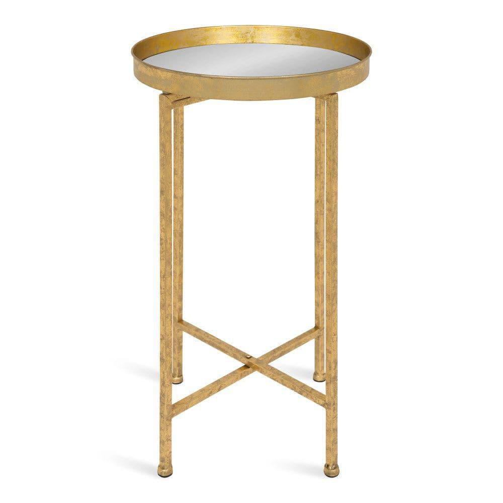 Celia 14 in. Gold Round Glass End Table - thumbnail 5