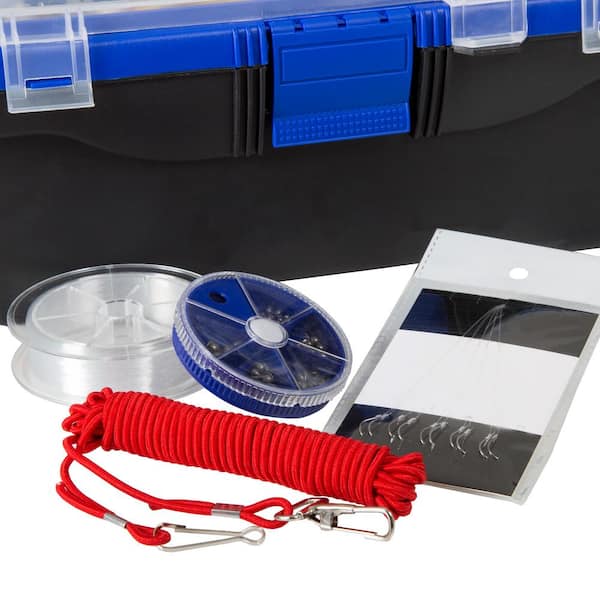 Blue Soft Sided Canvas Fishing Tackle Box and Utility Bag Adjustable  Shoulder Strap, Bottler Holder, Water Resistant 797289IBQ - The Home Depot