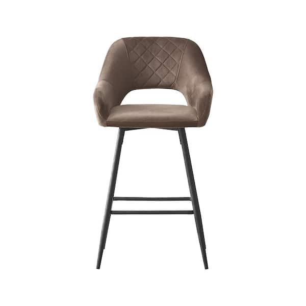 Unbranded 38.2 in. Gray High Back Metal Frame Breakfast Dining Bar Stool with Velvet seat (Set of 2)