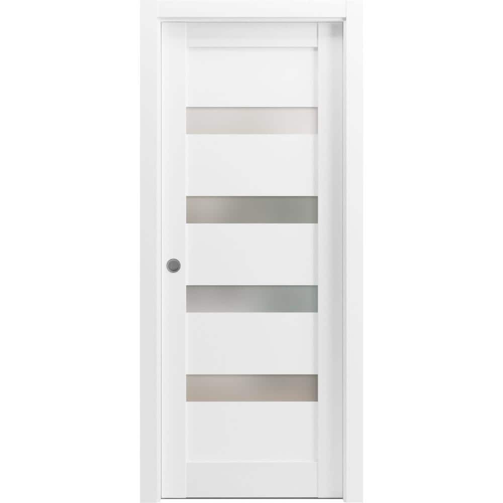 32 in. x 80 in. 1 Panel White Finished Solid MDF Sliding Door with Hardware price history on PriceWatchPro