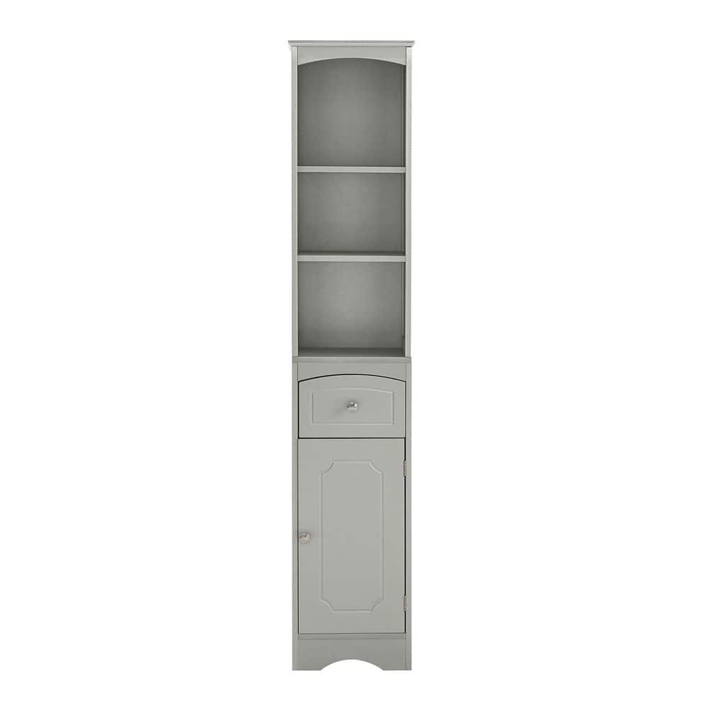 13.4 in. W x 9.1 in. D x 66.9 in. H Gray MDF Freestanding Linen Cabinet with Adjustable Shelf and Drawer price history on PriceWatchPro