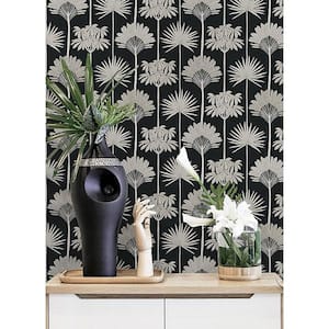 Kentia Black Peel and Stick Wallpaper Sample