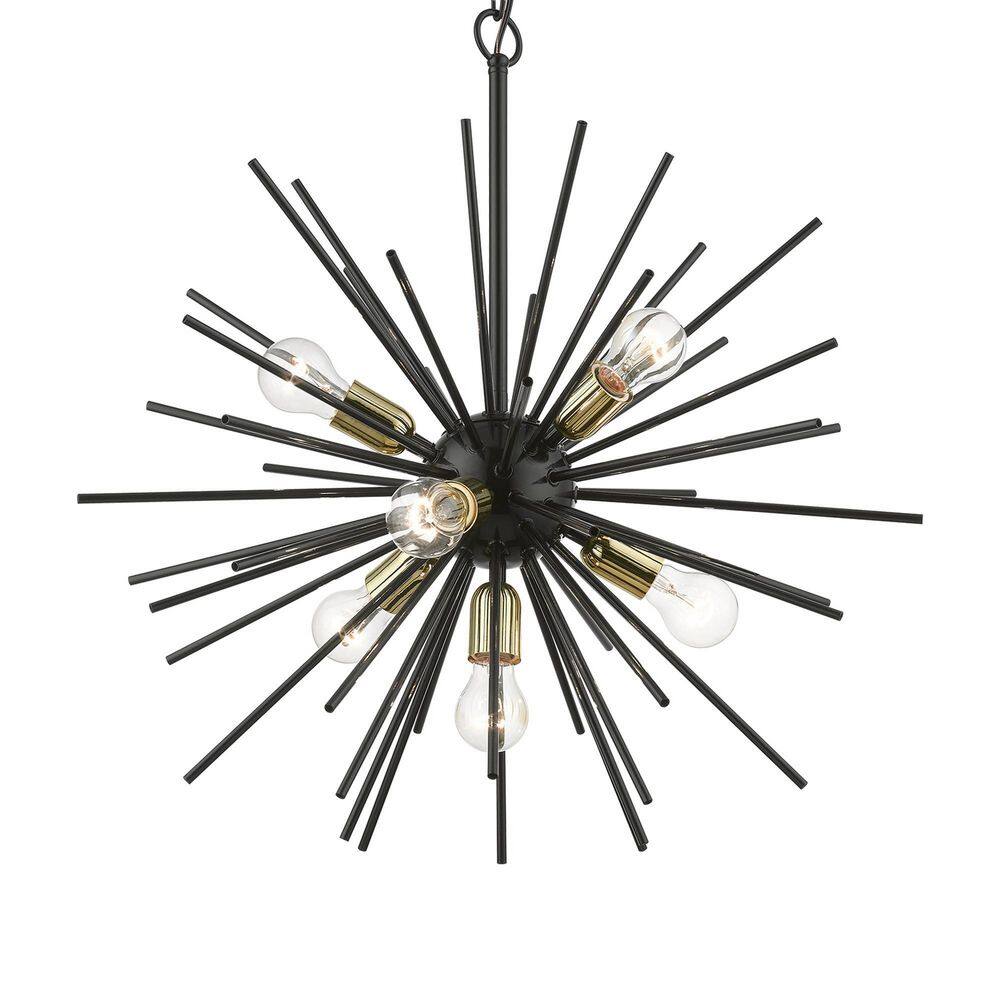 Tribeca Shiny Black and Brass 7-Light Sputnik Chandelier