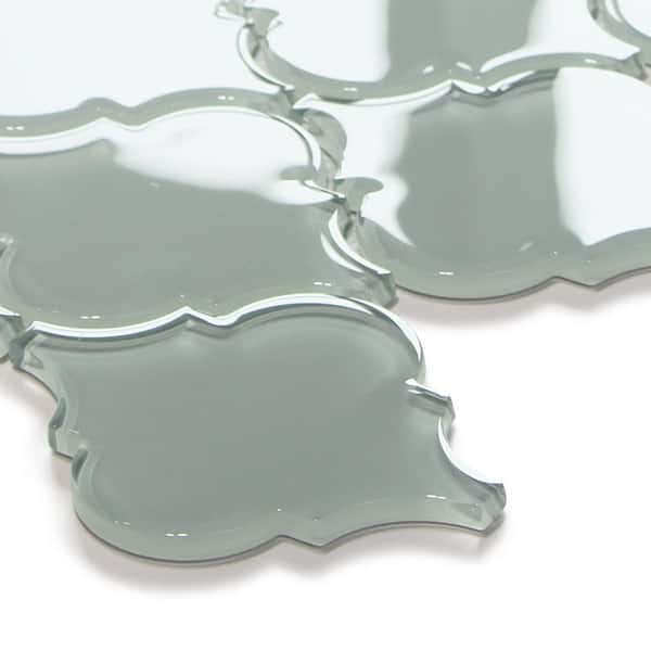 Arabesque Lantern Gray 6 in. x 6 in. Polished Glass Wall Mosaic Tile (0.25 sq. ft./Case)