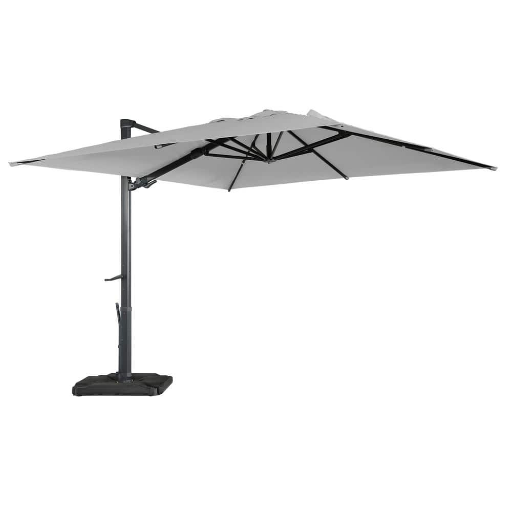 10 ft. x 13 ft. Aluminum Cantilever Outdoor Tilt Patio Umbrella in Gray with Base Weight Stand -  Mondawe, MO-MY02GY-JX