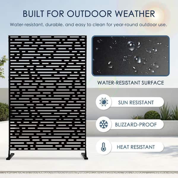 KOZYARD Powder Coated Galvanized Steel Privacy Screen 74 in. H x