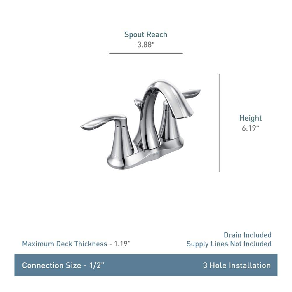 Eva Chrome Two-Handle Centerset Bathroom Faucet with Drain Assembly