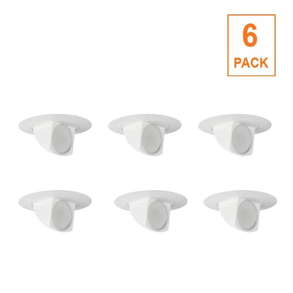 6-pack 5/6 in. 850 Lumens 3000K Bright White Dimmable Integrated LED Retrofit Recessed Light Trim, White