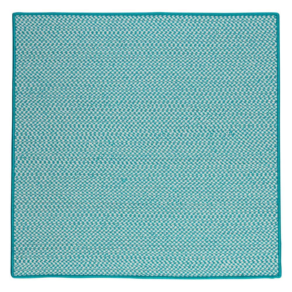 Handmade Turquoise Square Braided 10' Synthetic Rug