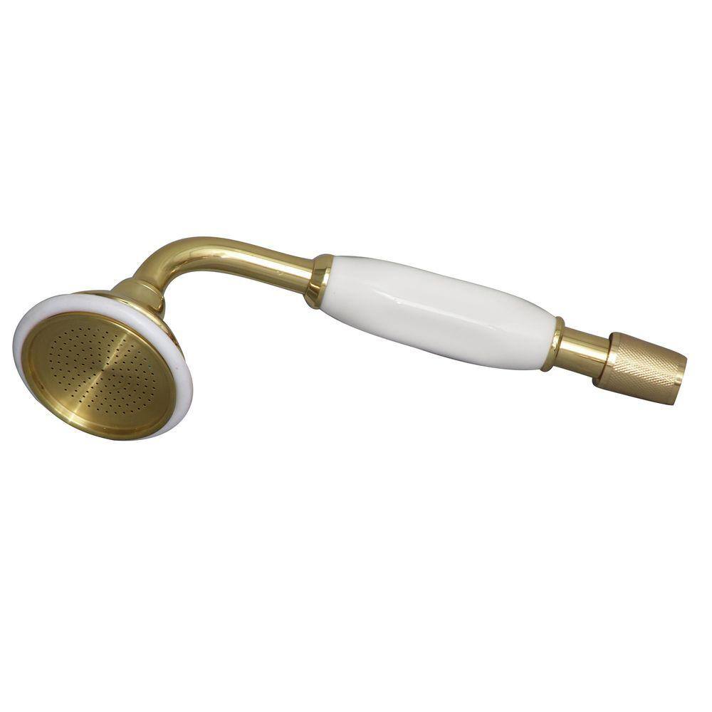 Polished Brass Wall-Mounted Tub Faucet with Handshower