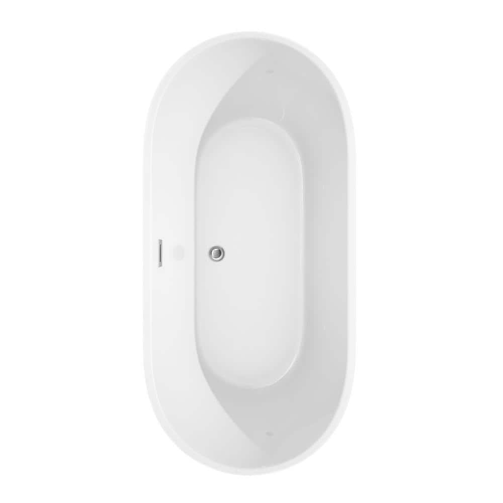 Carissa 67'' White Acrylic Freestanding Soaking Bathtub with Polished Chrome Faucet