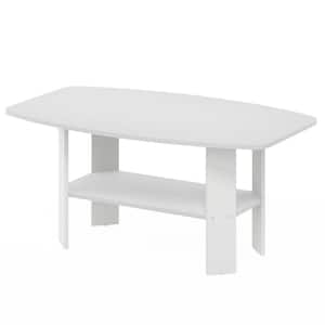 Simple Design 21.6 in. White Rectangle Wood Coffee Table with Shelf