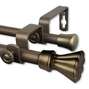 48 in. - 84 in. Adjustable Double Curtain Rod 5/8 in. Dia in Antique Gold with Lucas Finials