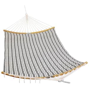 Sunnydaze 4.5 ft. Hammock with Foldable Curved Spreader Bar - Neutral Stripe