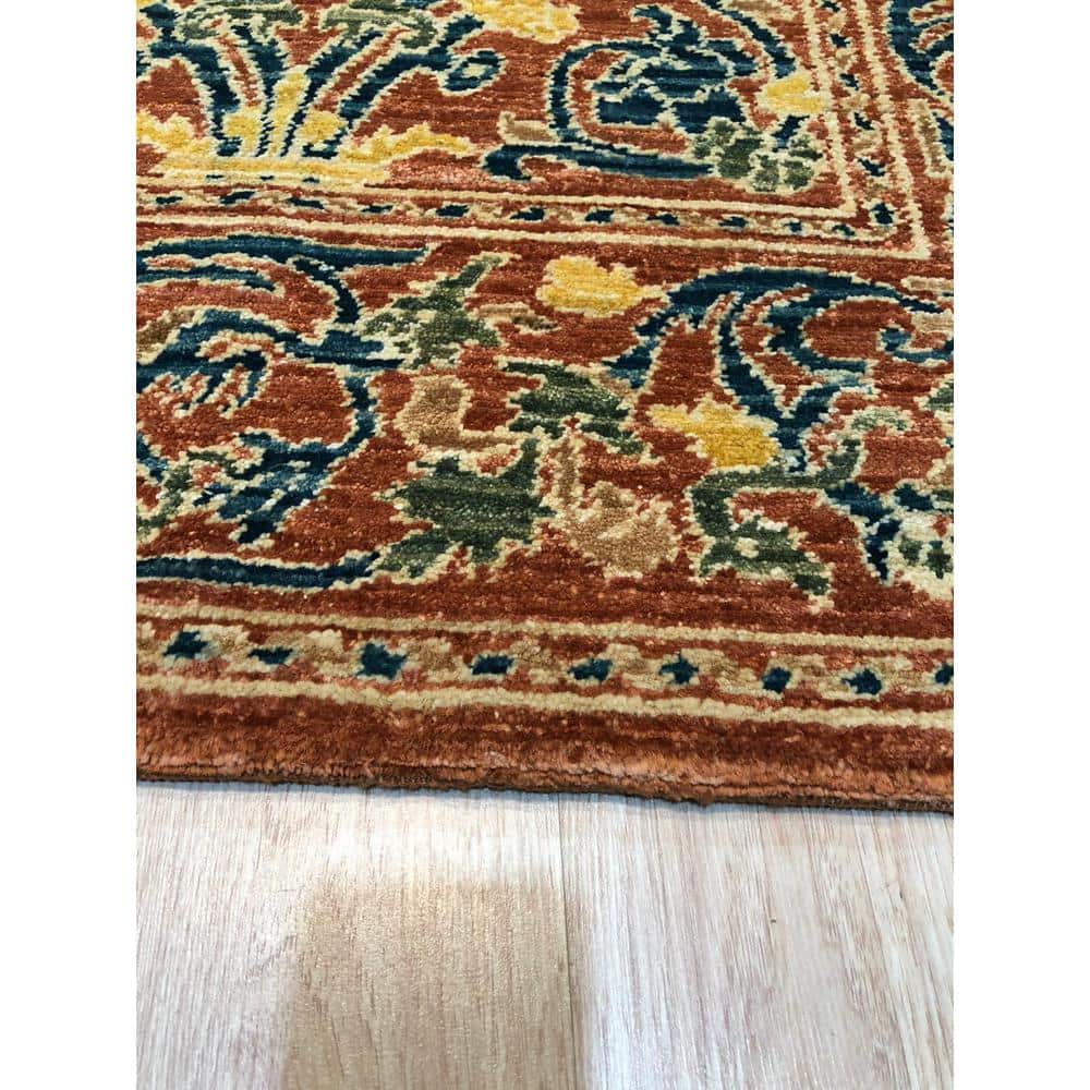 Red and Beige Handwoven Wool 10' x 14' Spanish Style Rug