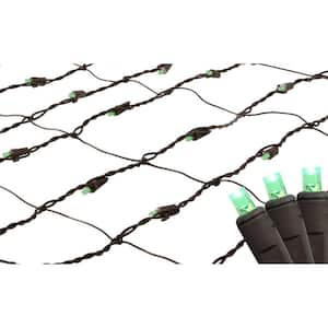 2 ft. x 8 ft. Green LED Net Style Tree Trunk Wrap Christmas Lights with Brown Wire