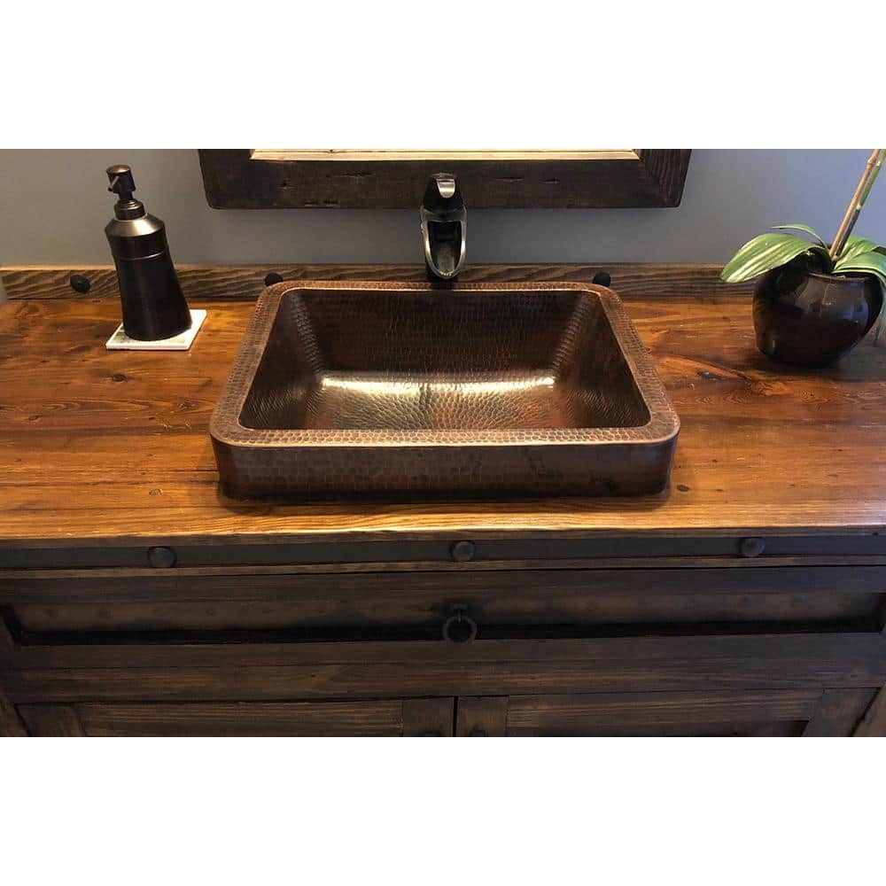 20" Hammered Copper Rectangle Wall-Mount Sink