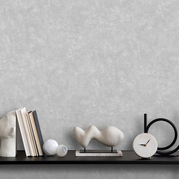 Faux Waxed Texture Gray Wallpaper