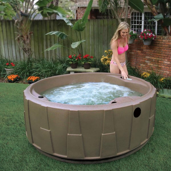 AquaRest Spas Premium 200 5-Person Plug and Play Hot Tub with 20 Stainless Jets, Heater, Ozone and LED Waterfall in Brownstone