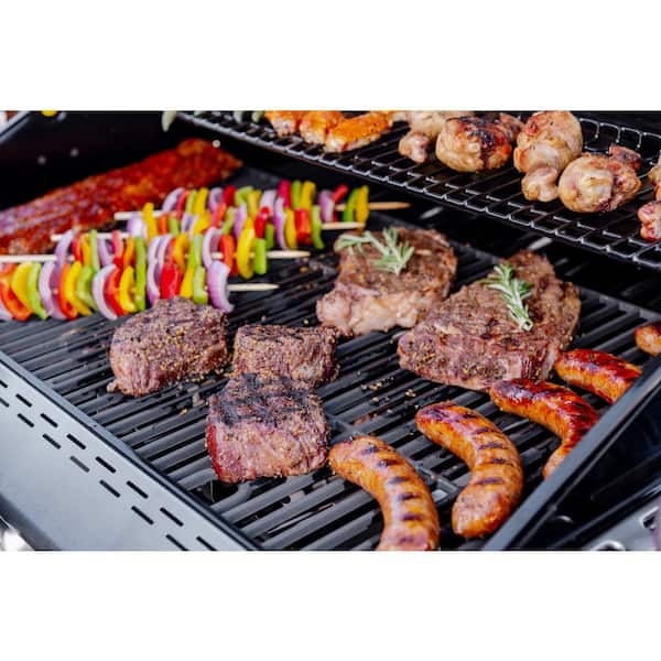 Gourmet Pro 4-Burner Propane Gas Grill with Side Burner in Black and PVC Cover Bundle