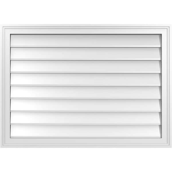 Ekena Millwork 36" x 26" Vertical Surface Mount PVC Gable Vent: Non-Functional with Brickmould Frame