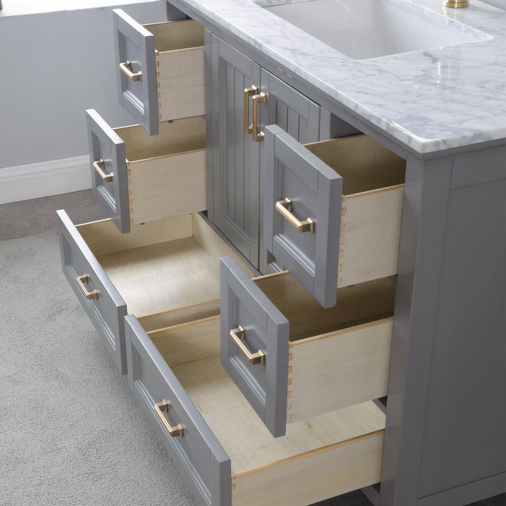 Isla 48" Gray Single Vanity with Marble Countertop
