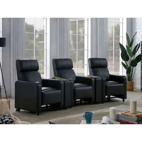 Coaster Toohey 5-Piece Black Faux Leather Upholstered Tufted Recliner Living Room Set