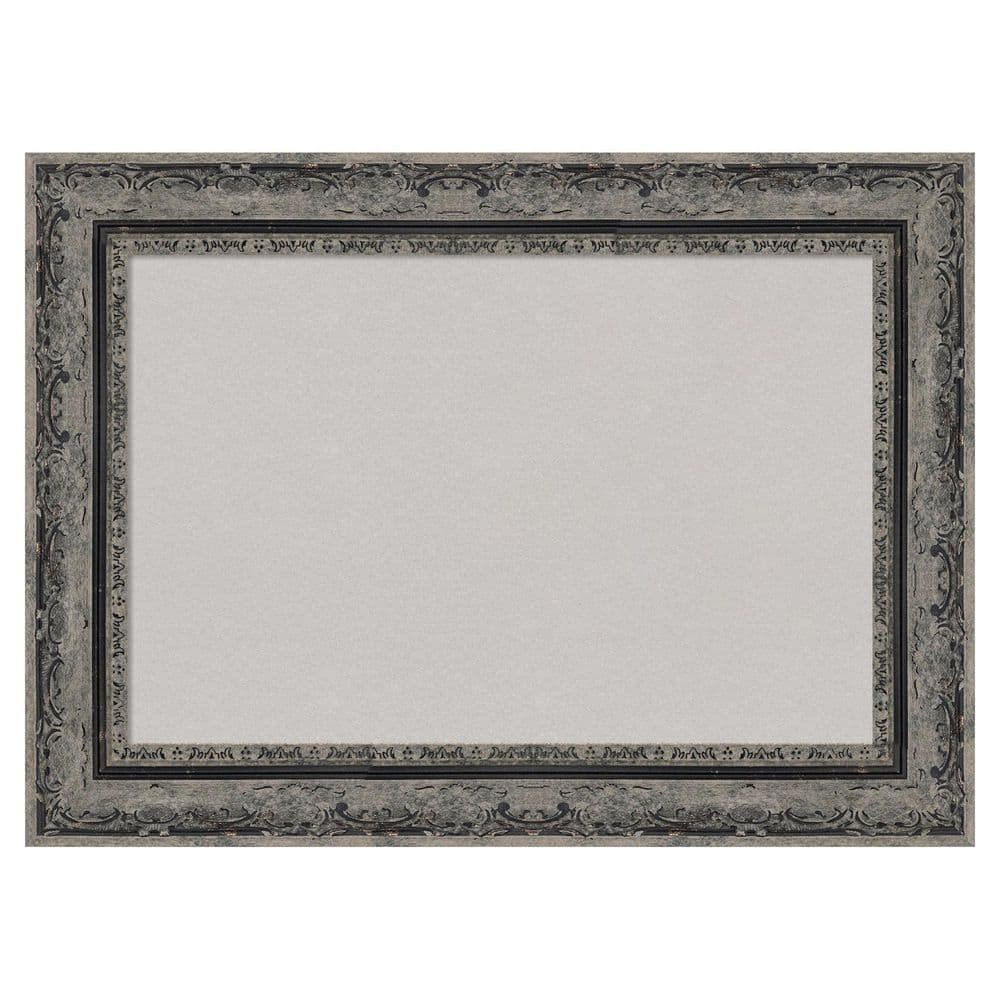 Amanti Art Filigree Matte Black 22 in. x 16 in. Poly Framed Grey Cork ...