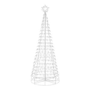 Home Accents Holiday 6 Ft LED Pre-Lit Cone Tree With Star And 300 Multi ...