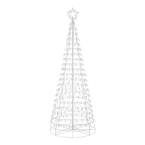 6 ft. Cool White LED Cone Tree with Star Holiday Yard Decoration