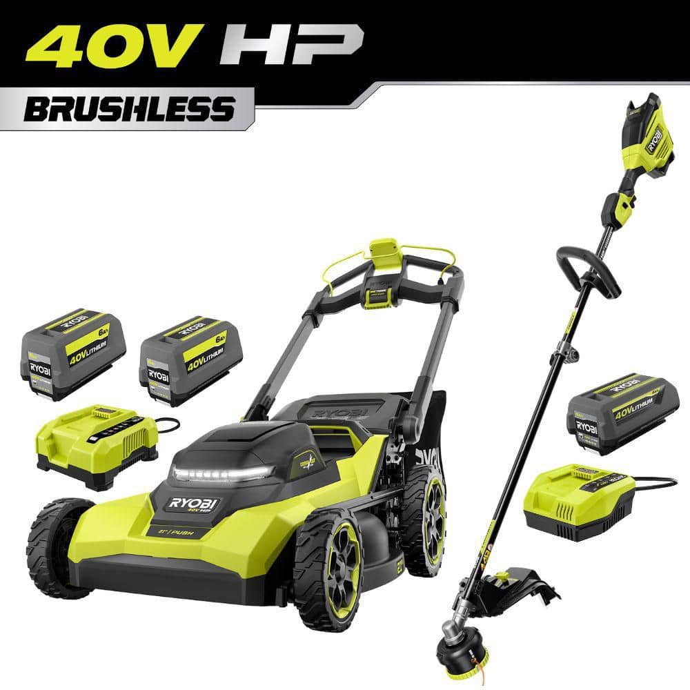 "40V HP Brushless 21"" Cordless Walk-Behind Multi-Blade Push Lawn Mower w/ String Trimmer, (3) Batteries, & (2) Chargers" price history on PriceWatchPro