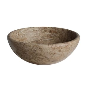 Round Natural Stone Vessel Sink in Almond Brown