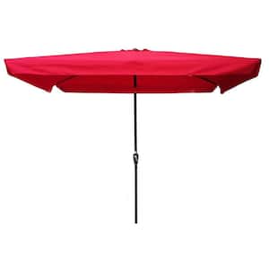 10 ft. x 6.5 ft. Metal Outdoor Market Patio Umbrella with Crank and Push Button Tilt in Red