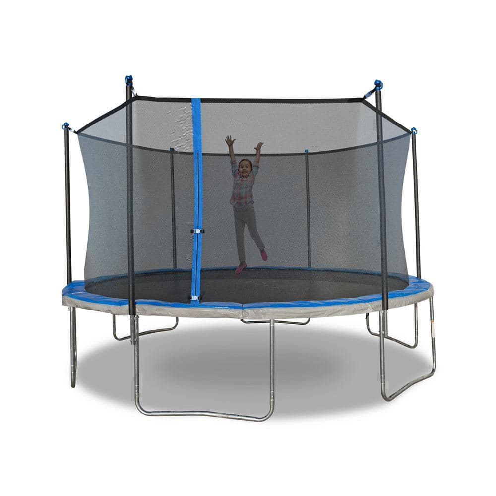 TRUJUMP 12 Trampoline with 6-Pole Enclosure in Blue STR-12FT