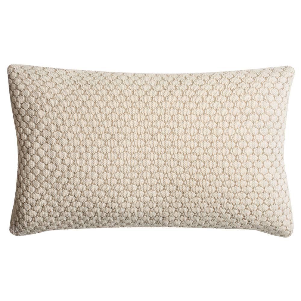 Natural and Stone Knit Geometric Cotton Throw Pillow