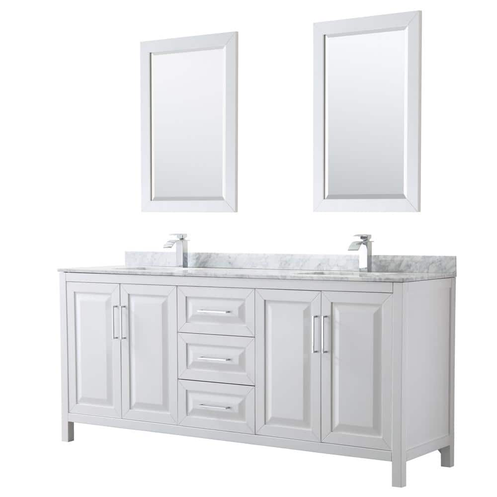 Wyndham Collection Daria 80 in. Double Bathroom Vanity in White with ...