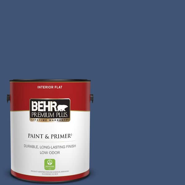 BEHR PREMIUM PLUS 1 gal. #600D-7 Daring Indigo Flat Low Odor Interior Paint & Primer