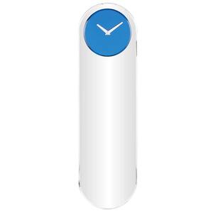 Silver Glass Wall Clock with Blue Clock Face