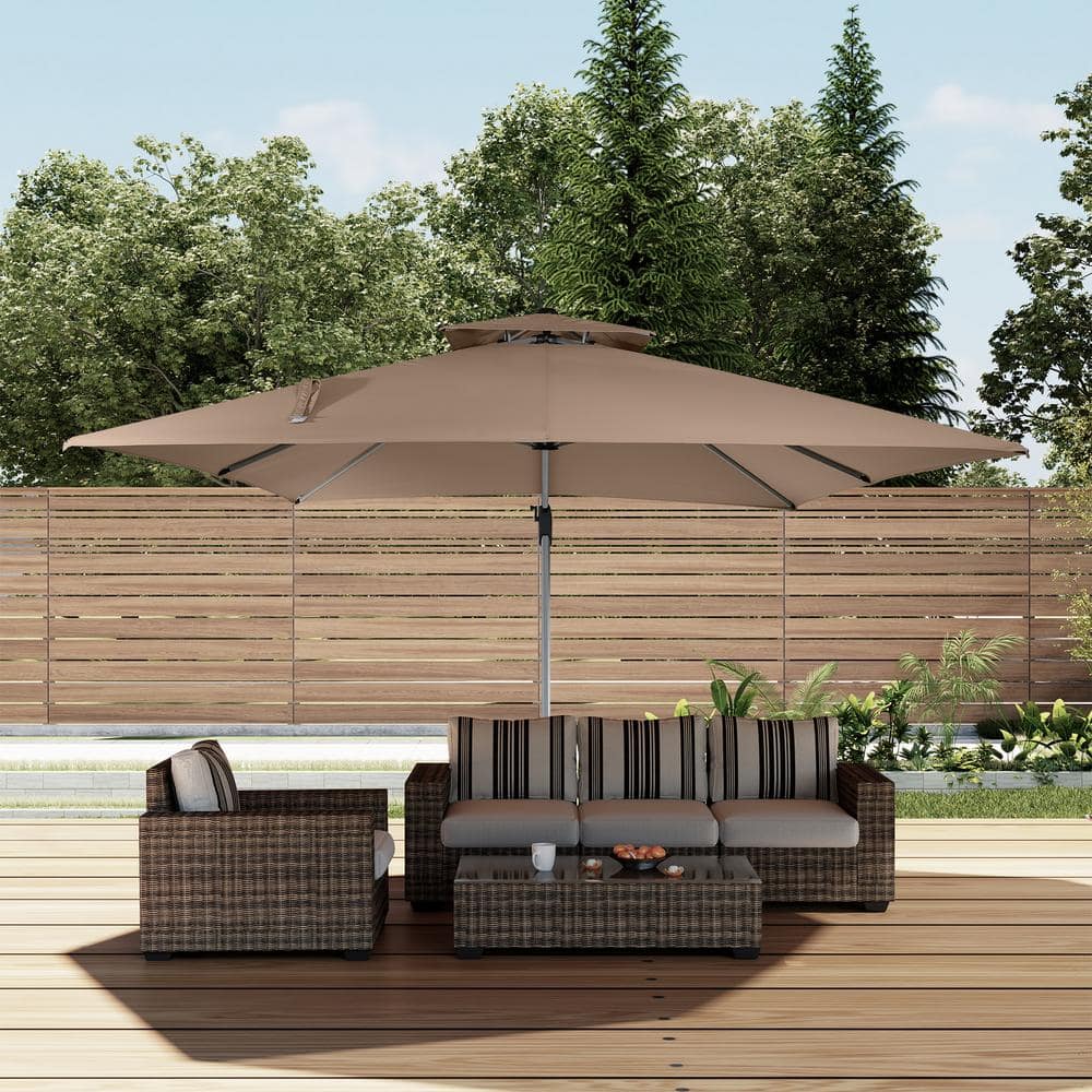 11 ft. Red Aluminum Double Top Patio Umbrella