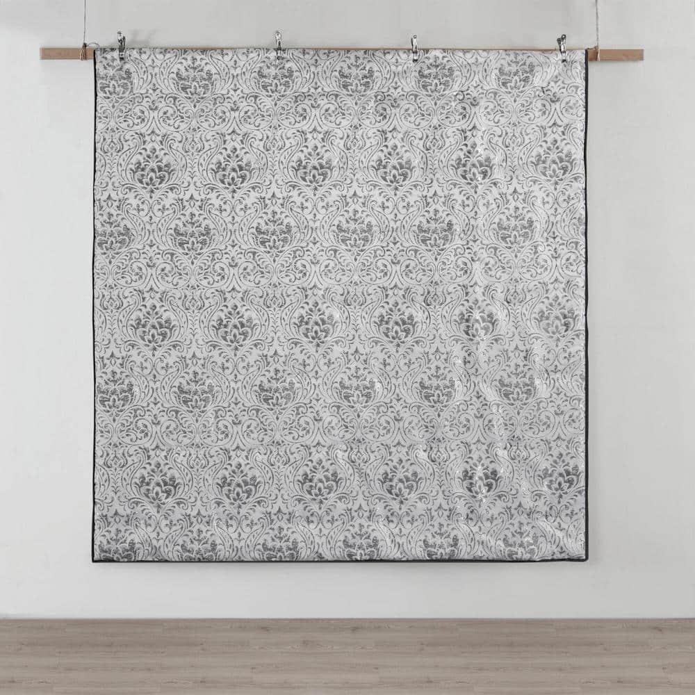 Silver Jacquard Queen Bed in a Bag Set with Microfiber Sheets