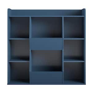 Lauren 40.79 in. Navy 9-Shelf Bookcase with Toy Storage Bins